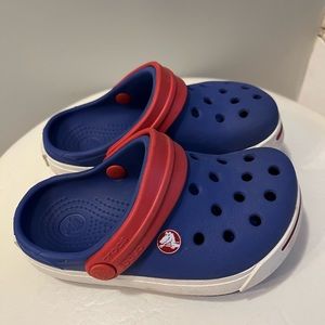 CROCS toddler 6/7. Blue and red. Pre owned good condition.